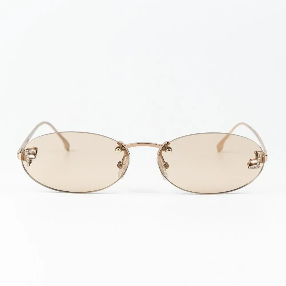 Fendi FIRST CRYSTAL Men Sunglasses Rose Brown Oval FE4075US 28Y NEW AUTHENTIC